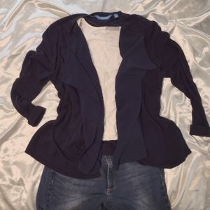 VERA WANG navy blue cardigan sweater size L
